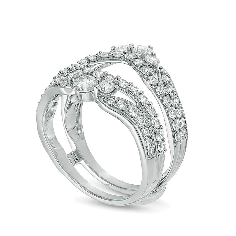 1.5 CT. TW Diamond Multi-Row Tiara-Style Solitaire Enhancer in 14K White Gold