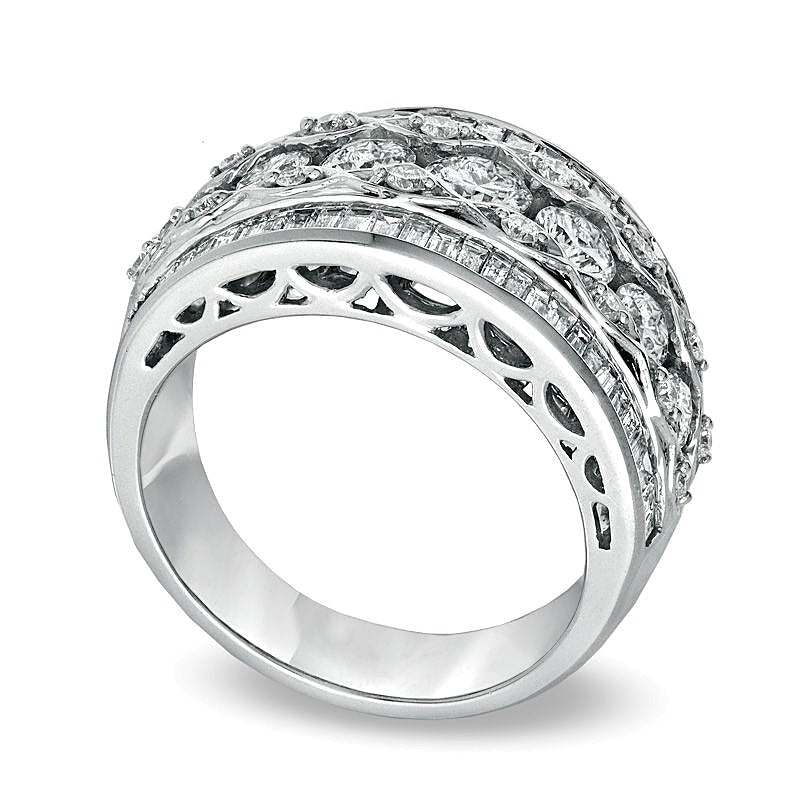 2.0 CT. TW Round and Baguette Diamond Anniversary Band in 14K White Gold