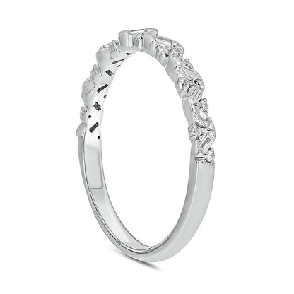 0.17 CT. TW Baguette and Round Diamond Zig-Zag Stackable Band in 10K White Gold