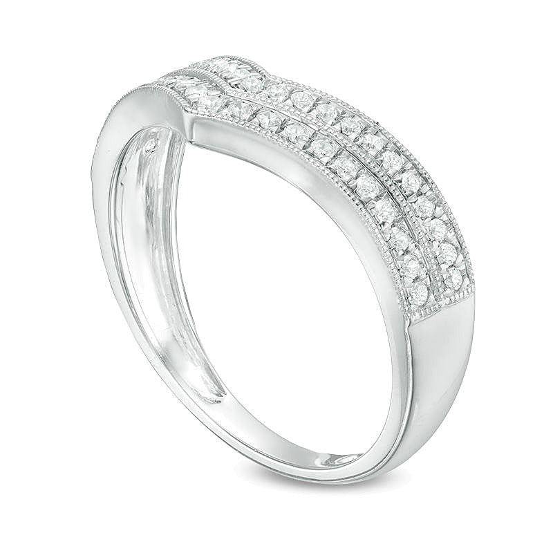 0.25 CT. TW Diamond Two Row Chevron Wedding Band in 10K White Gold