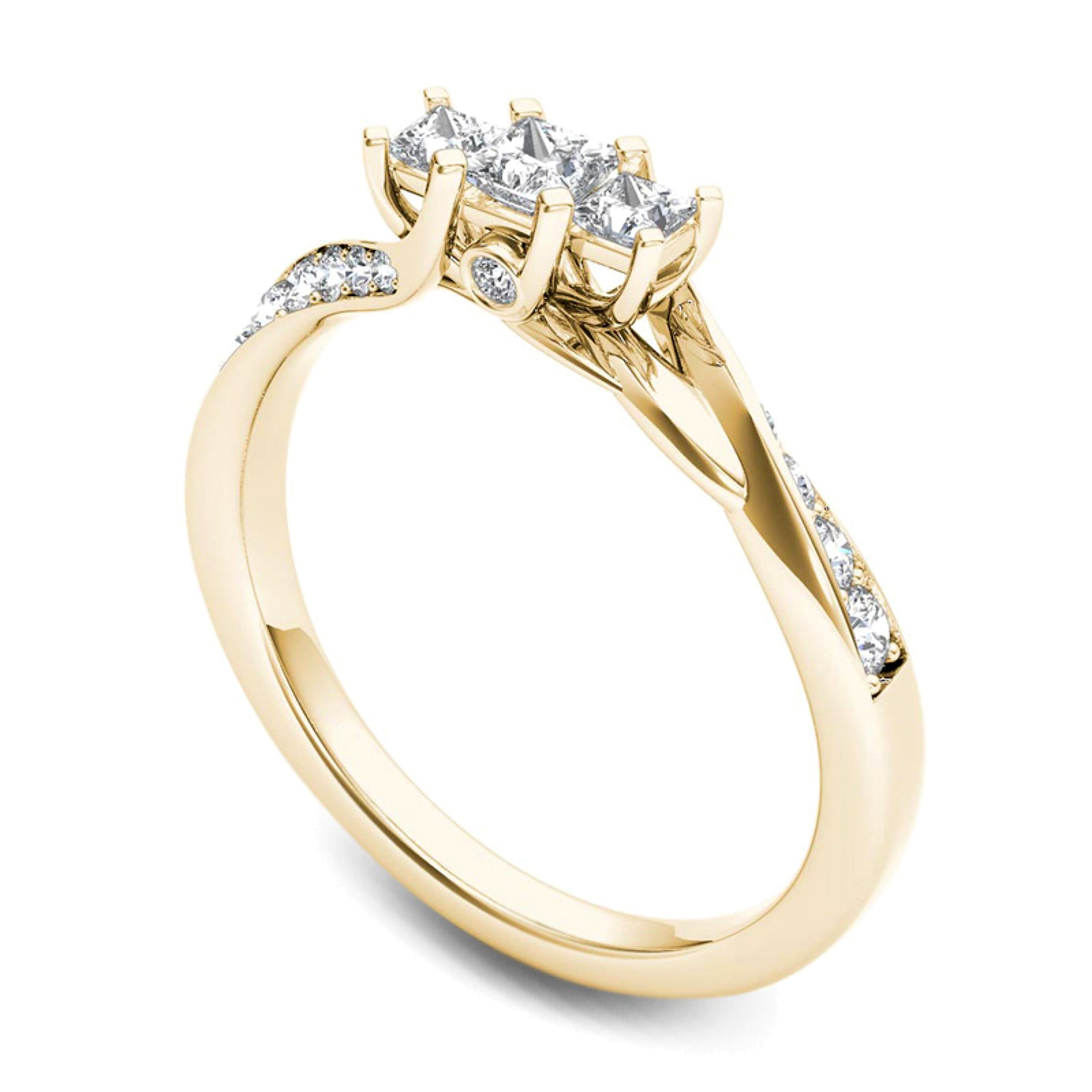 0.5 CT. TW Princess-Cut Diamond Three Stone Twist Shank Ring in 14K Gold