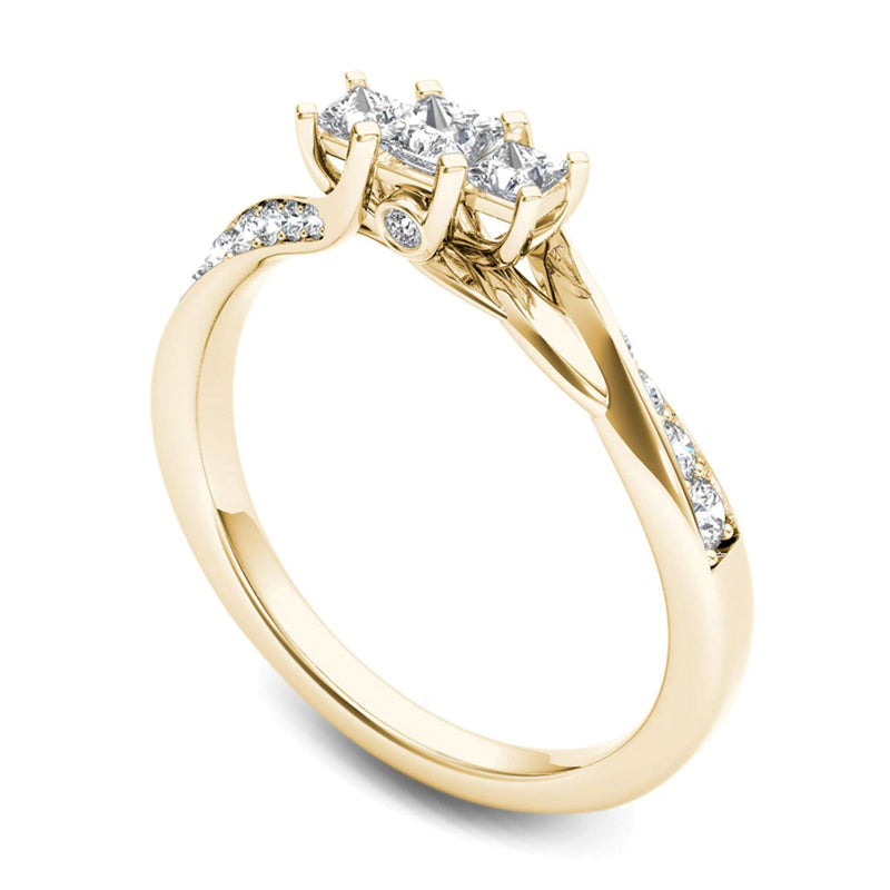 0.5 CT. TW Princess-Cut Diamond Three Stone Twist Shank Ring in 14K Gold