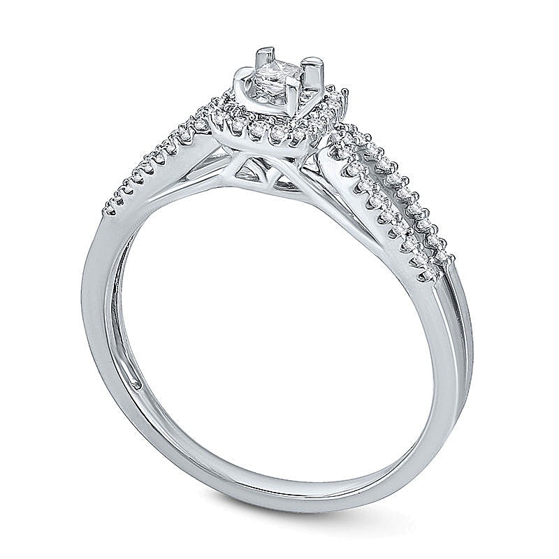 0.2 CT. TW Princess-Cut Diamond Frame Split Shank Promise Ring in 10K White Gold