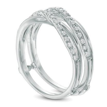 0.25 CT. TW Diamond Double Crossover Solitaire Enhancer in 10K White Gold