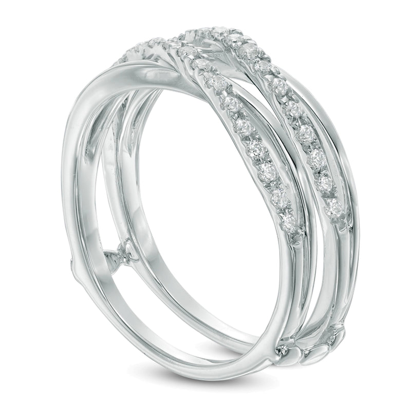 0.25 CT. TW Diamond Double Crossover Solitaire Enhancer in 10K White Gold