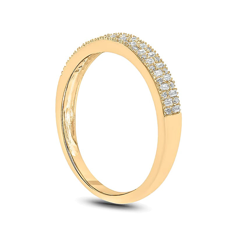 0.2 CT. TW Baguette and Round Diamond Double Row Anniversary Band in 10K Gold
