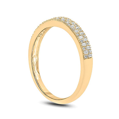 0.2 CT. TW Baguette and Round Diamond Double Row Anniversary Band in 10K Gold