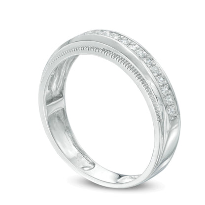 0.25 CT. TW Diamond Milgrain Wedding Band in 10K White Gold