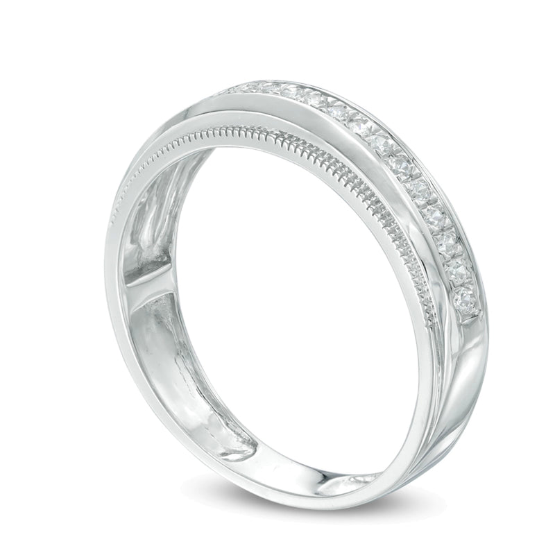 0.25 CT. TW Diamond Milgrain Wedding Band in 10K White Gold