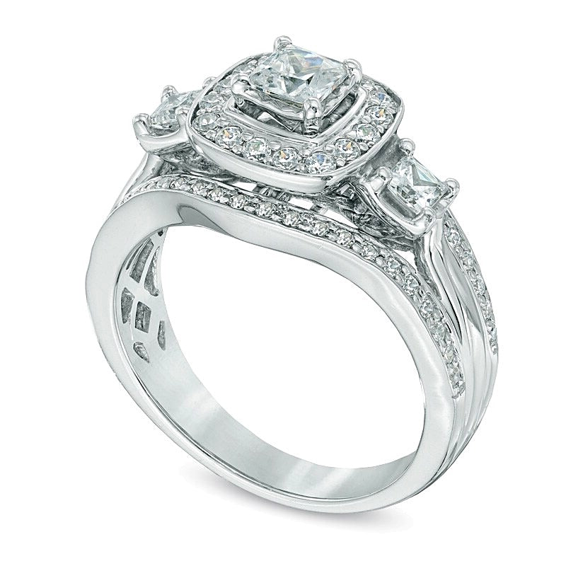 1.0 CT. TW Princess-Cut Diamond Three Stone Engagement Ring in 14K White Gold