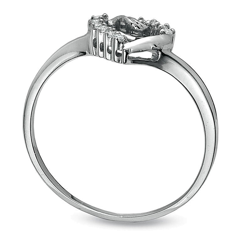 0.05 CT. TW Diamond Twist Heart Ring in 10K White Gold