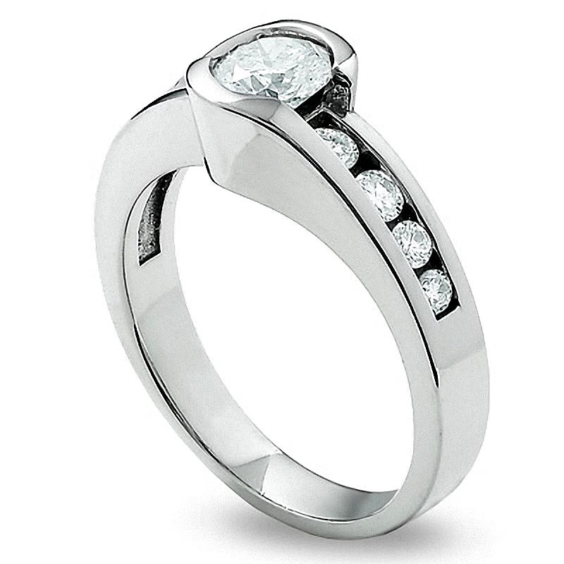 1.0 CT. TW Diamond Bezel Set Engagement Ring in 14K White Gold