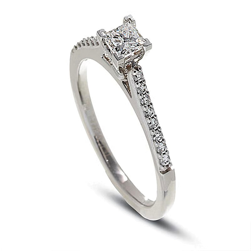 0.5 CT. TW Colourless Princess-Cut Diamond Solitaire Engagement Ring in 18K White Gold