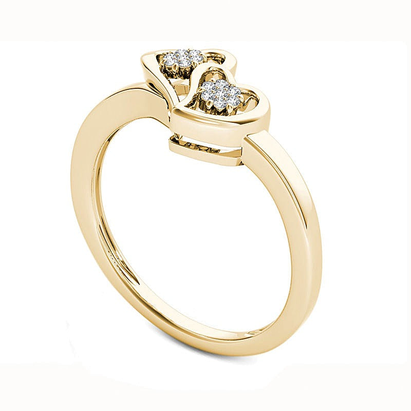 0.05 CT. TW Diamond Double Heart Ring in 10K Gold