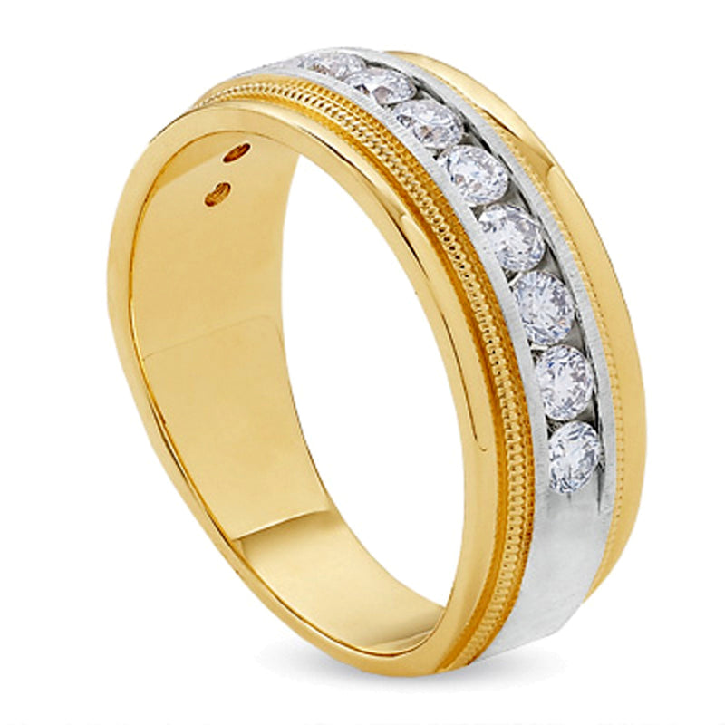 1.0 CT. TW Diamond Milgrain Band in 14K Two-Tone Gold