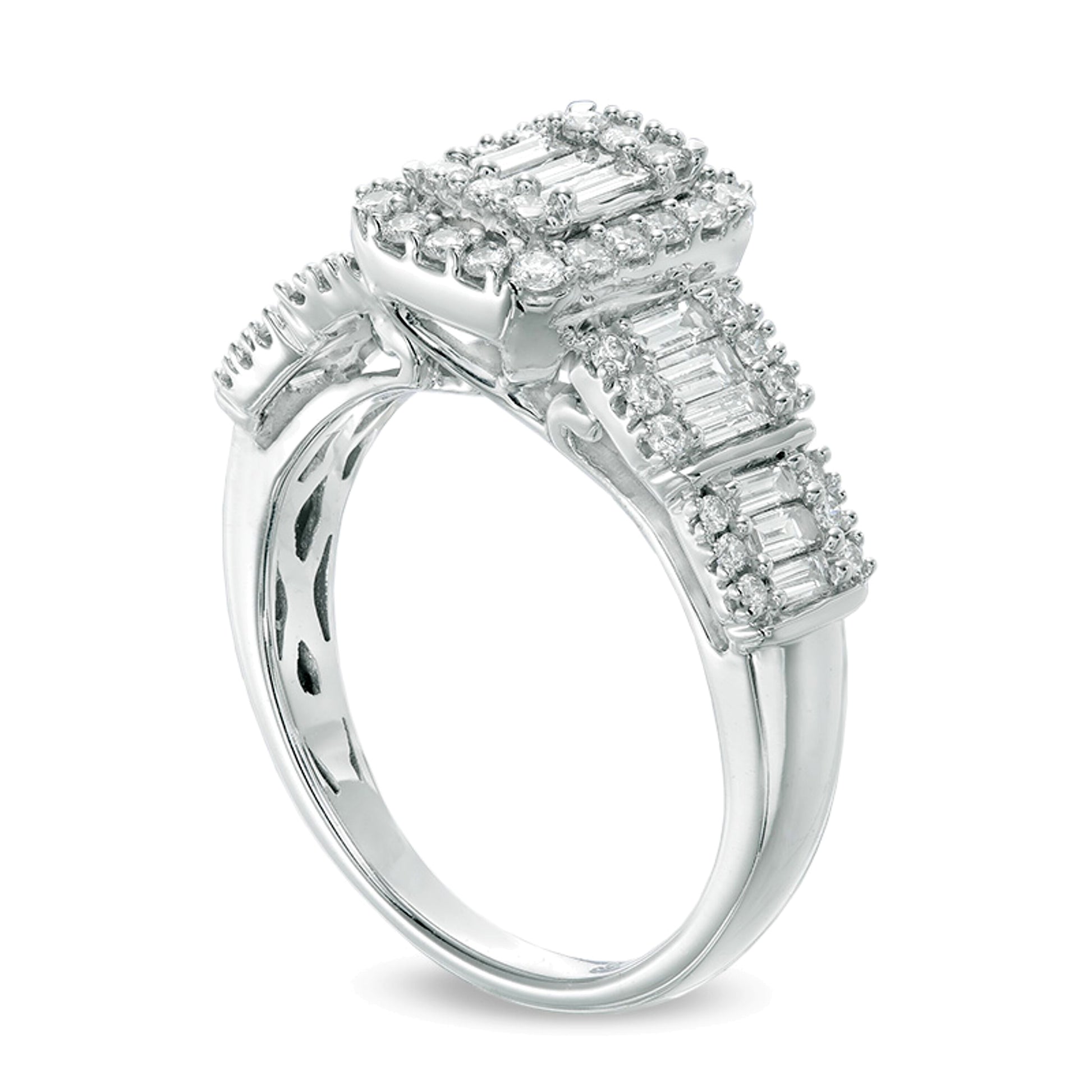 1.0 CT. TW Multi-Baguette Diamond Frame Ring in 14K White Gold