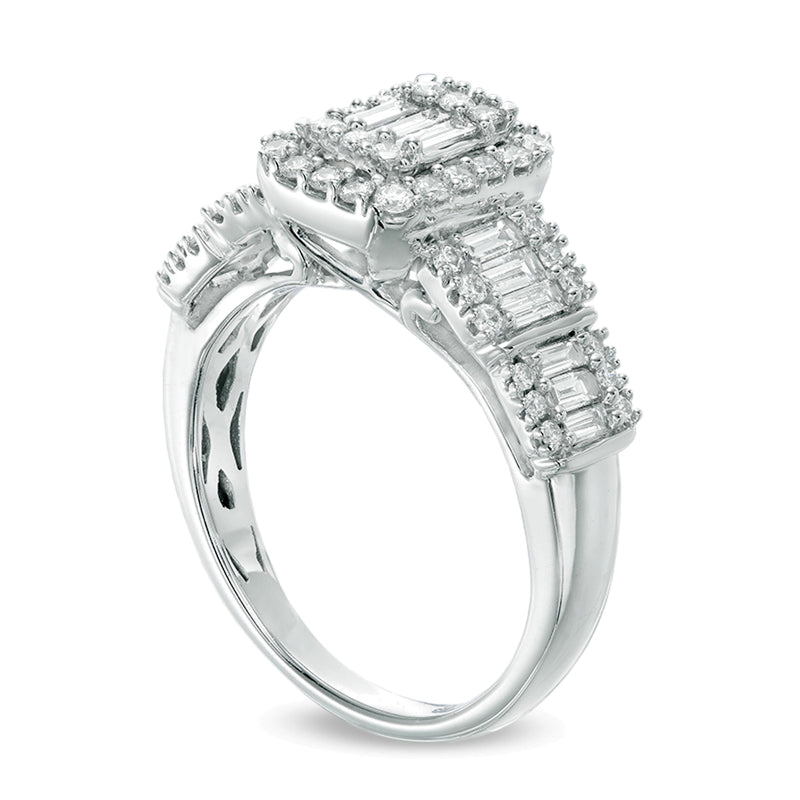 1.0 CT. TW Multi-Baguette Diamond Frame Ring in 14K White Gold