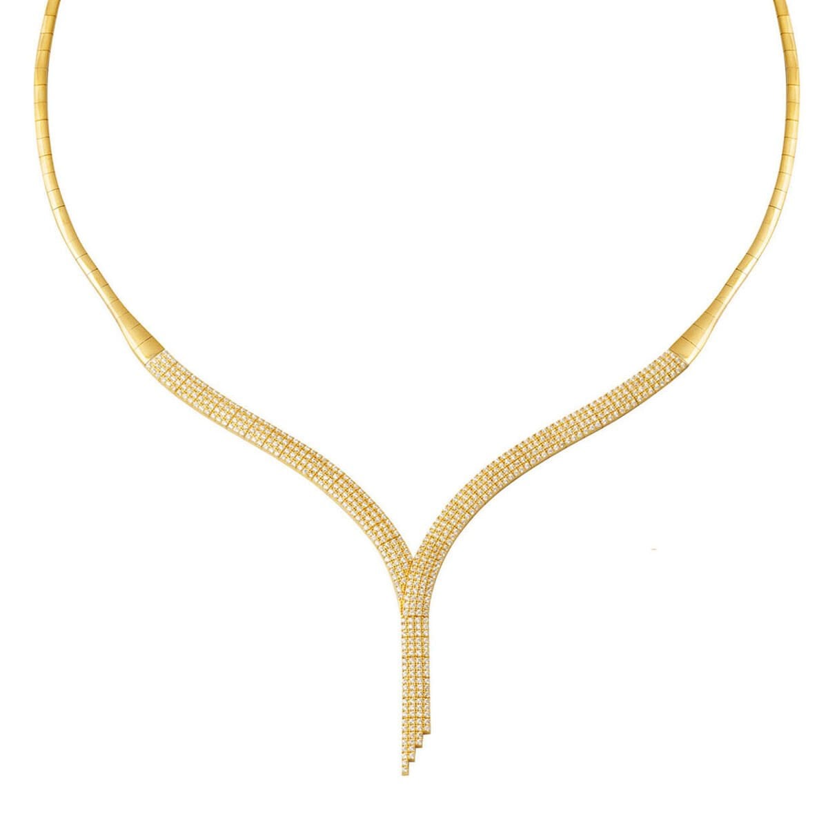 14K Yellow Gold Tennis Cubic Zirconia Collar Necklace (16.25 g)