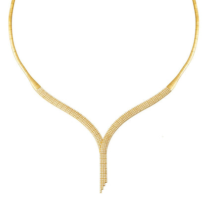 14K Yellow Gold Tennis Cubic Zirconia Collar Necklace (16.25 g)