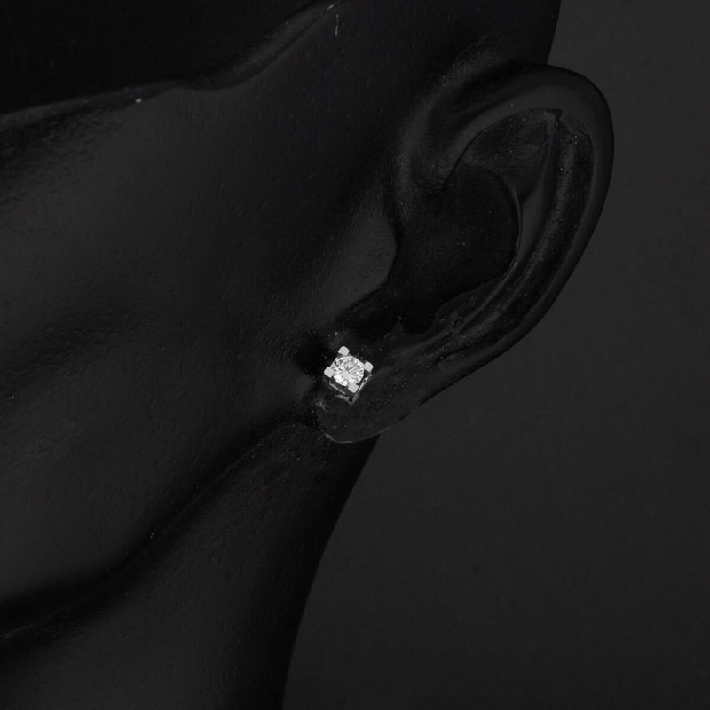 14K White Gold 0.16 Ct Solitaire Diamond Earrings (0.73 g)