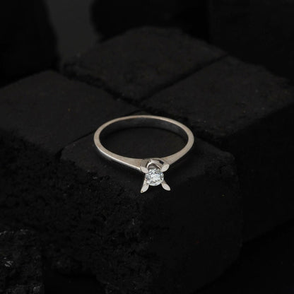14K White Gold 0.21 Ct Almond Prong Solitaire Diamond Ring