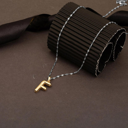 14K Yellow Gold Balloon Initial F Pendant