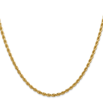 14k Yellow Gold 2.75mm Diamond-cut Rope with Lobster Clasp Chain Necklace