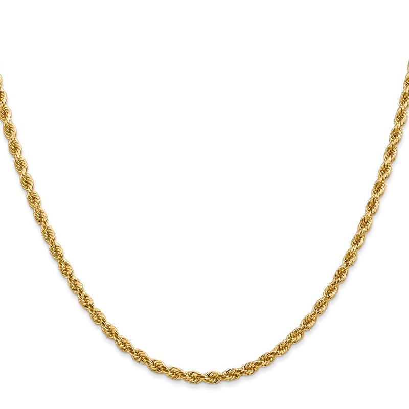 14k Yellow Gold 2.75mm Diamond-cut Rope with Lobster Clasp Chain Necklace