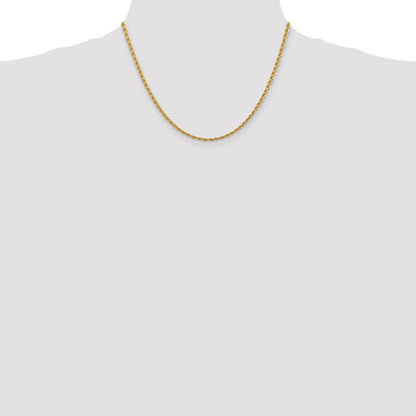 14k Yellow Gold 2.75mm Diamond-cut Rope with Lobster Clasp Chain Necklace