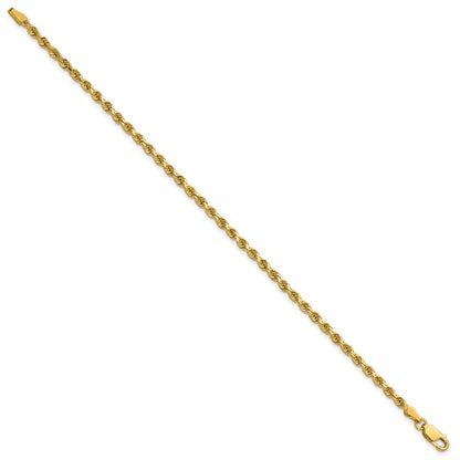 14k Yellow Gold 2.75mm Diamond-cut Rope with Lobster Clasp Chain Bracelet