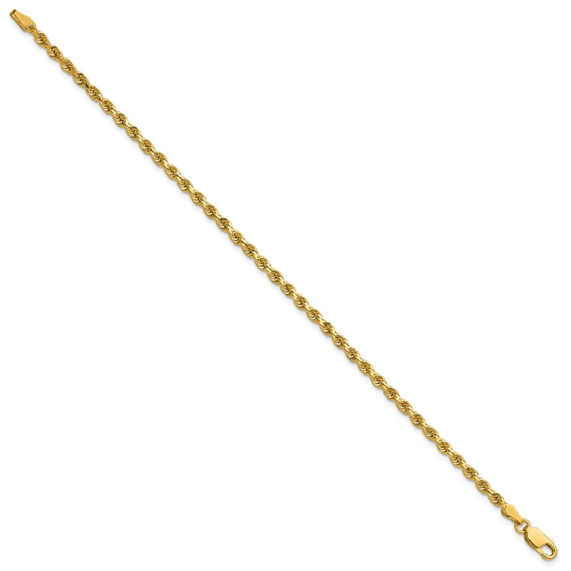 14k Yellow Gold 2.75mm Diamond-cut Rope with Lobster Clasp Chain Bracelet
