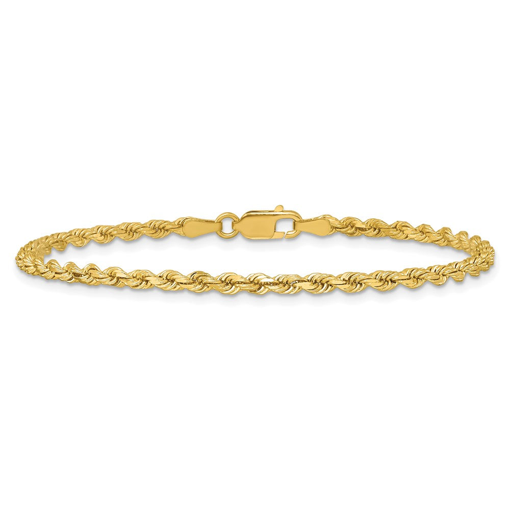 14k Yellow Gold 2.75mm Diamond-cut Rope with Lobster Clasp Chain Bracelet