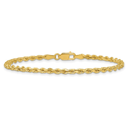 14k Yellow Gold 2.75mm Diamond-cut Rope with Lobster Clasp Chain Bracelet