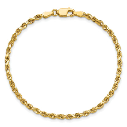 14k Yellow Gold 7 inch 2.75mm Diamond-cut Rope with Lobster Clasp Chain