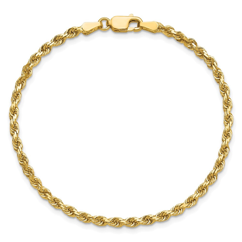 14k Yellow Gold 2.75mm Diamond-cut Rope with Lobster Clasp Chain Anklet