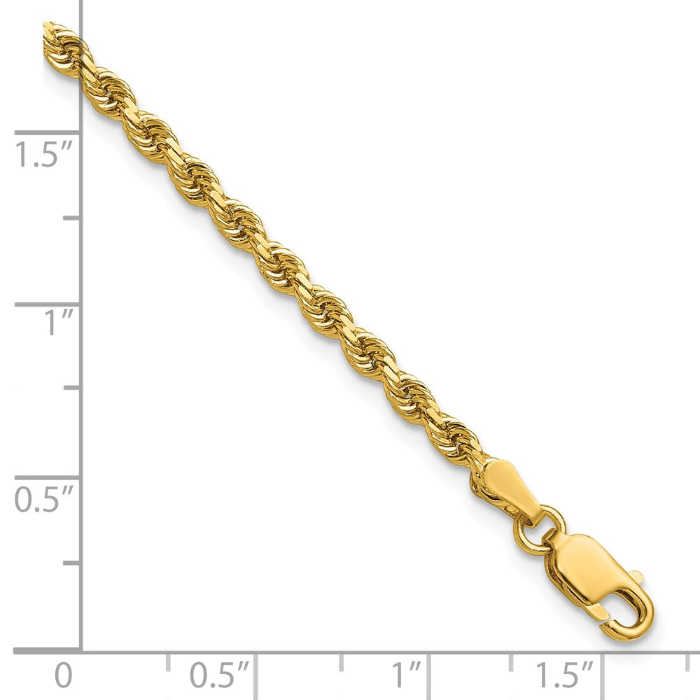 14k Yellow Gold 2.75mm Diamond-cut Rope with Lobster Clasp Chain Bracelet