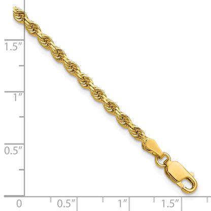 14k Yellow Gold 2.75mm Diamond-cut Rope with Lobster Clasp Chain Bracelet