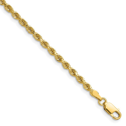 14k Yellow Gold 2.75mm Diamond-cut Rope with Lobster Clasp Chain Necklace