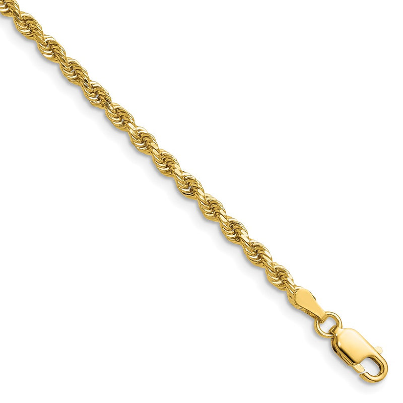14k Yellow Gold 2.75mm Diamond-cut Rope with Lobster Clasp Chain Necklace