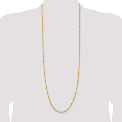 14k Yellow Gold 36 inch 2.75mm Regular Rope with Lobster Clasp Chain Necklace