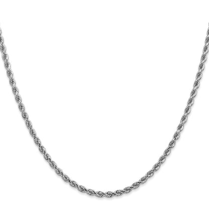 10k White Gold 2.75mm Diamond-cut Rope Chain Necklace