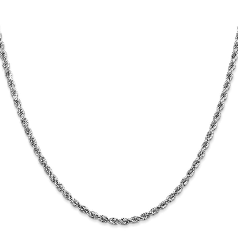 10k White Gold 2.75mm Diamond-cut Rope Chain Necklace