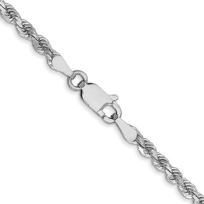 10k White Gold 2.75mm Diamond-cut Rope Chain Necklace