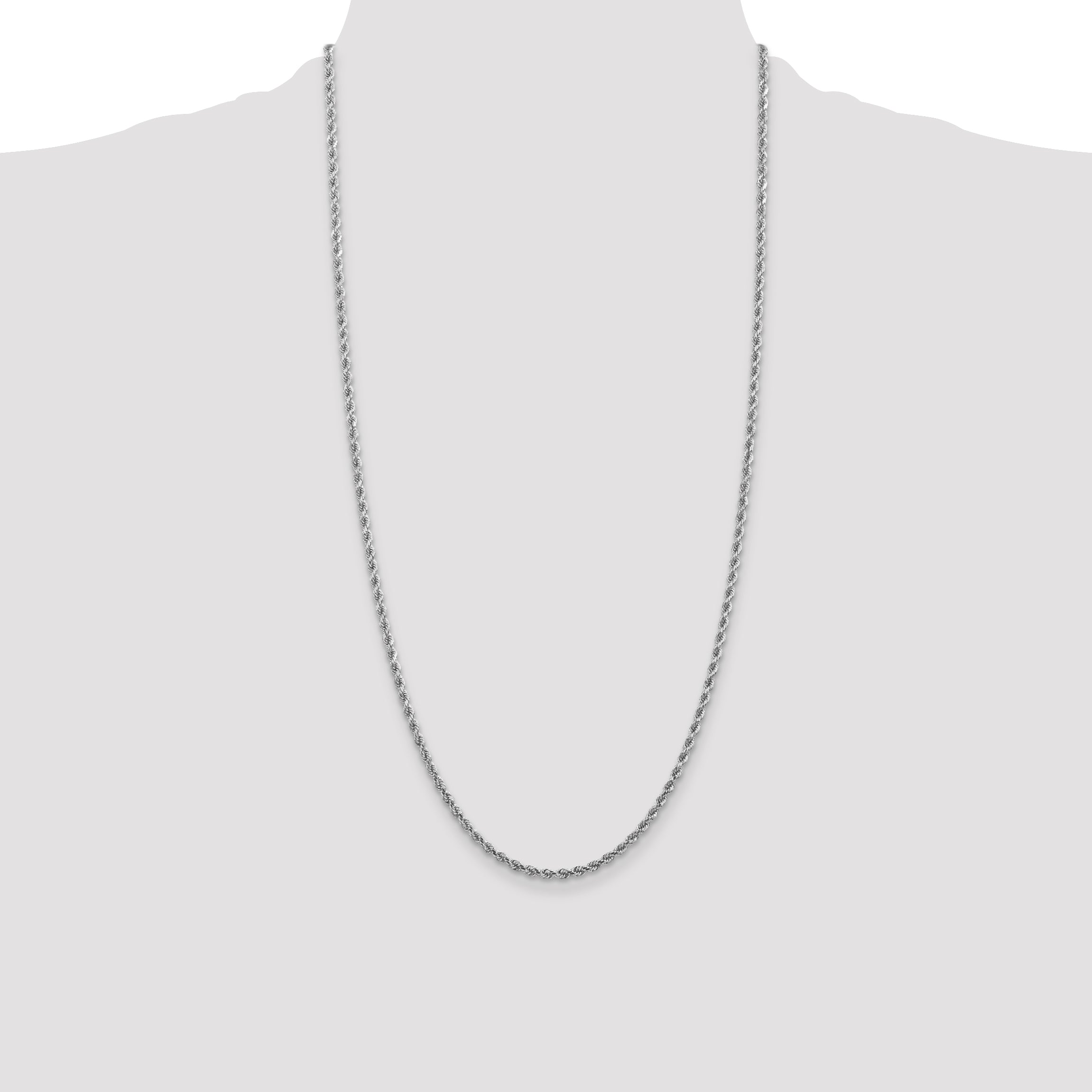 10K White Gold 2.75mm Diamond-Cut Rope Chain