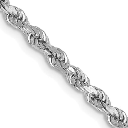 10k White Gold 2.75mm Diamond-cut Rope Chain Necklace