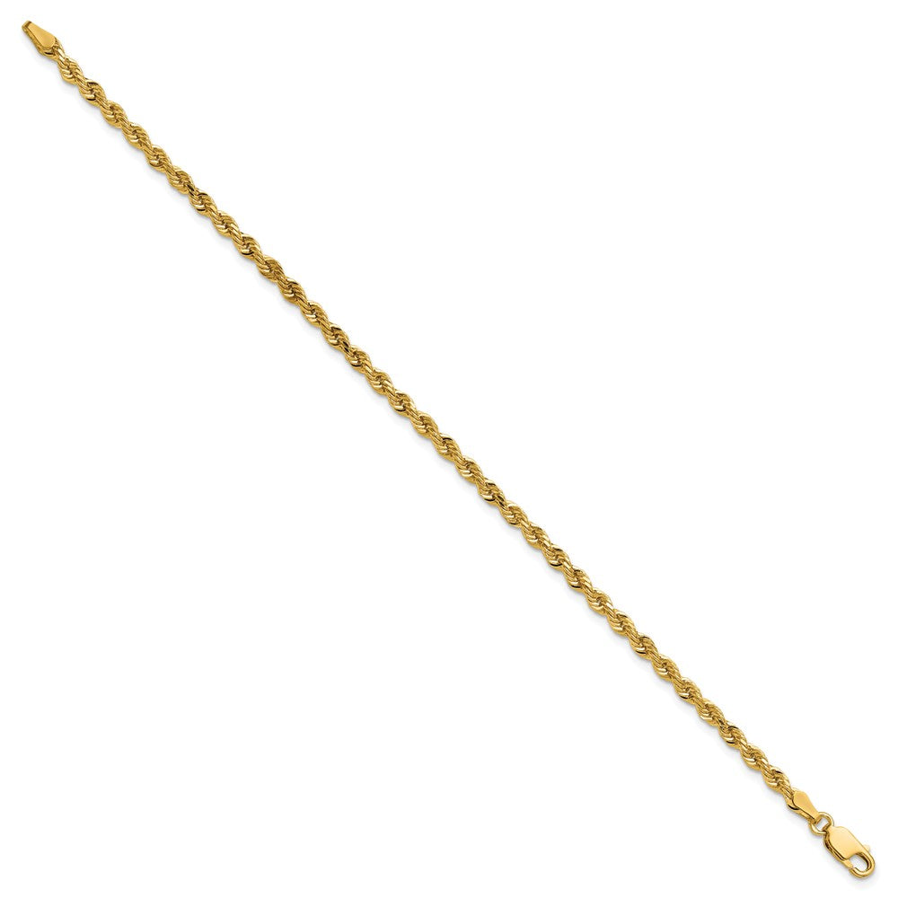 14k Yellow Gold 3mm Diamond-cut Rope with Lobster Clasp Chain Anklet