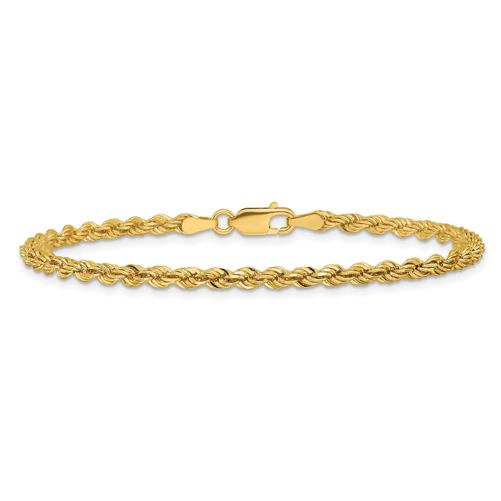 14k Yellow Gold 3mm Diamond-cut Rope with Lobster Clasp Chain Anklet