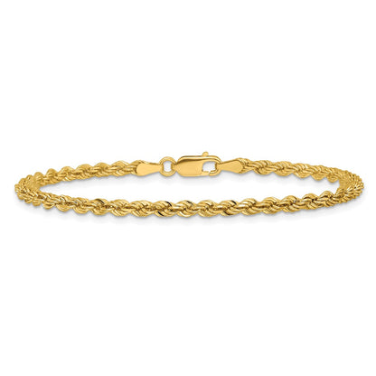 14k Yellow Gold 3mm Diamond-cut Rope with Lobster Clasp Chain Anklet