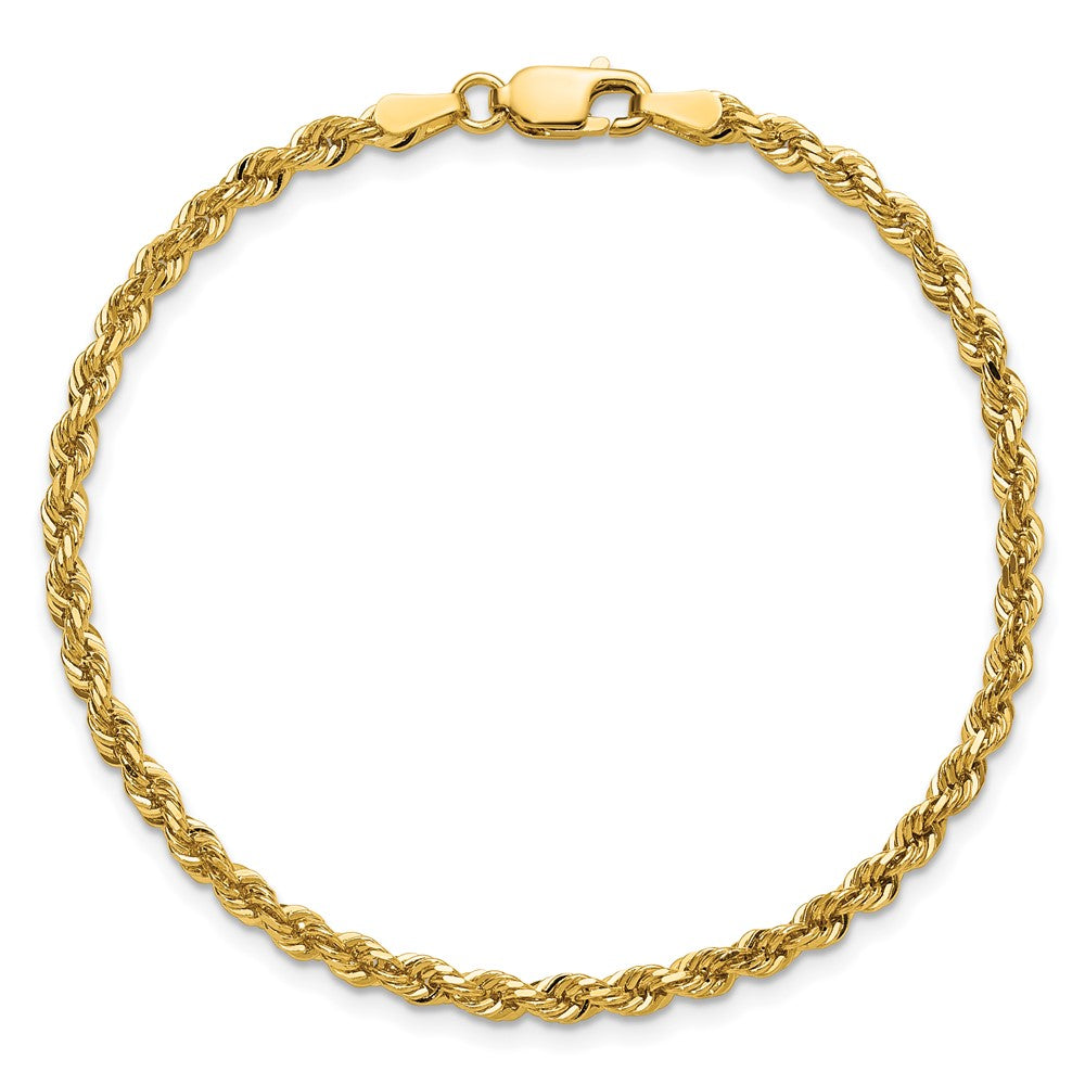 14k Yellow Gold 3mm Diamond-cut Rope with Lobster Clasp Chain Anklet