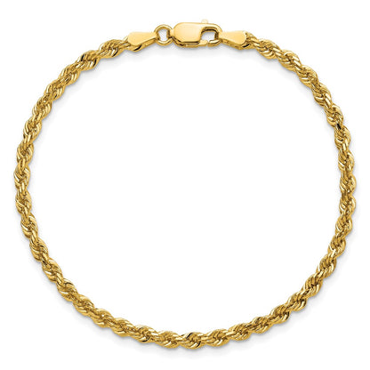 14k Yellow Gold 3mm Diamond-cut Rope with Lobster Clasp Chain Anklet